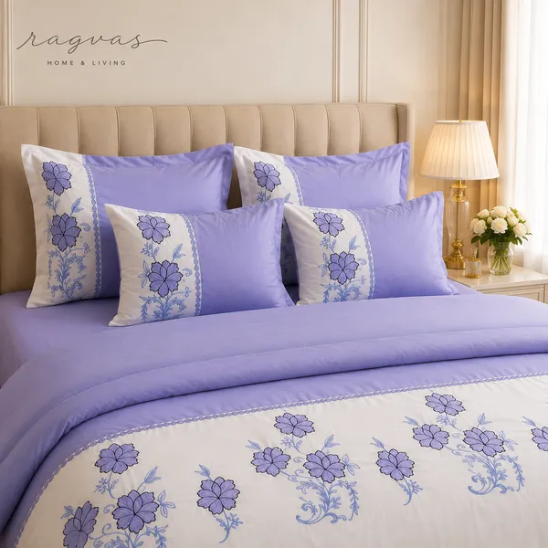 Designer_6_Pc_King_Size_Bedsheet_Set_with_Embroidered_Pillow_Covers,_Cushions_&_Supersoft_Comforter