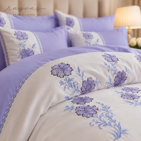 Designer_6_Pc_King_Size_Bedsheet_Set_with_Embroidered_Pillow_Covers,_Cushions_&_Supersoft_Comforter