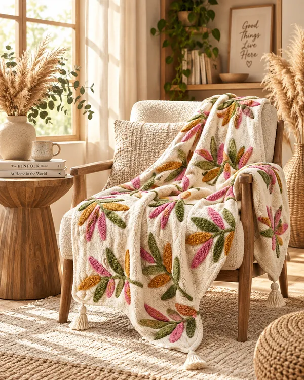 Elara_Botanical_Hand-Tufted_Cotton_Throw
