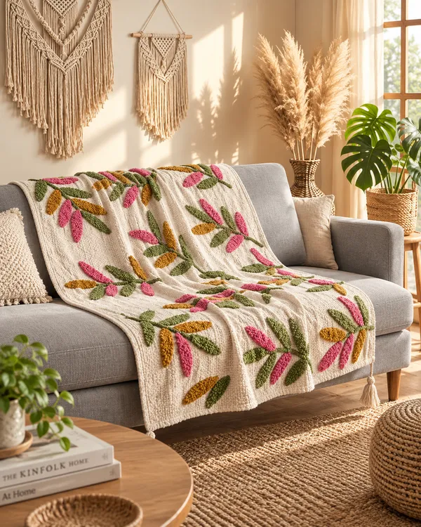 Elara_Botanical_Hand-Tufted_Cotton_Throw