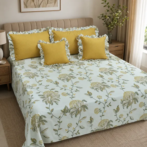 Multicolor_Cotton_5-Piece_Frill_Bedding_Set_For_Bedroom