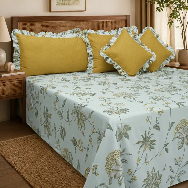Multicolor_Cotton_5-Piece_Frill_Bedding_Set_For_Bedroom