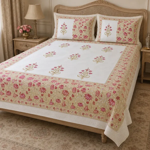White_Cotton_Hand_Block_Bed_Sheet_Set_For_Bedroom