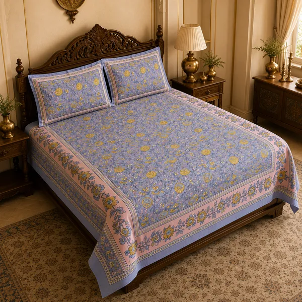 Gulnaar_Blue_Cotton_Pure_King_Size_Bed_Sheet_Set_For_Bedroom