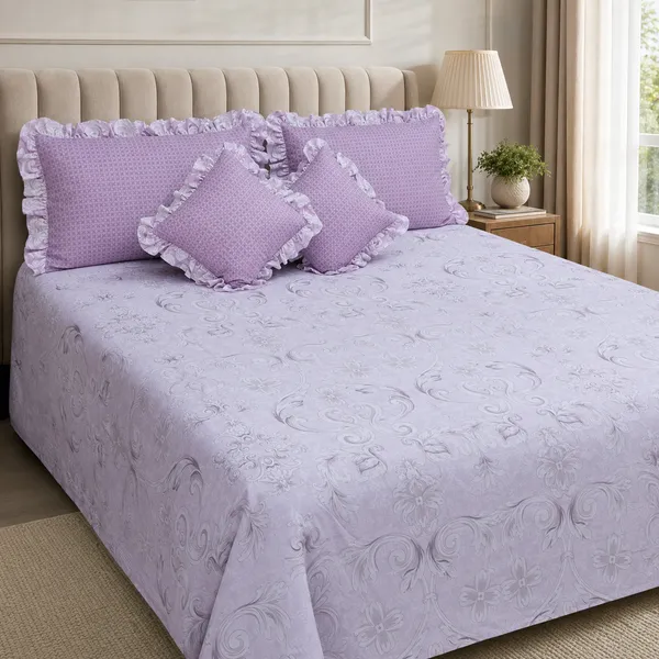 Soft_Lilac_Cotton_5-Piece_Frill_Bedding_Set_For_Bedroom
