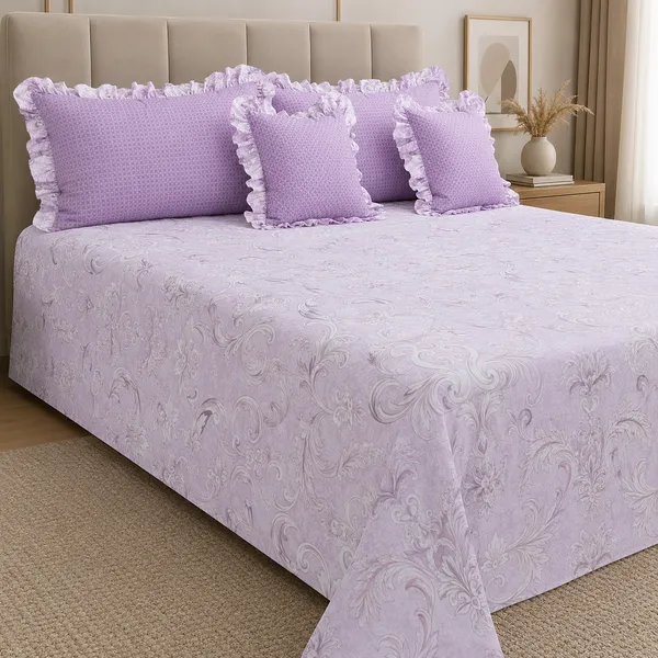 Soft_Lilac_Cotton_5-Piece_Frill_Bedding_Set_For_Bedroom