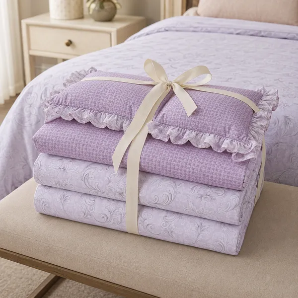 Soft_Lilac_Cotton_5-Piece_Frill_Bedding_Set_For_Bedroom