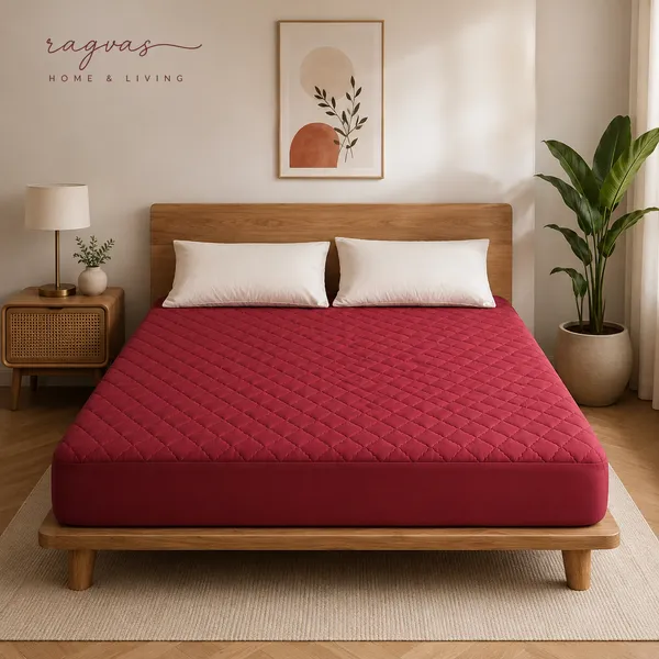 LuxeGuard_Maroon_–_Heavy_Quilted_Waterproof_Mattress_Protector