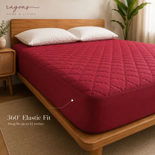 LuxeGuard_Maroon_–_Heavy_Quilted_Waterproof_Mattress_Protector
