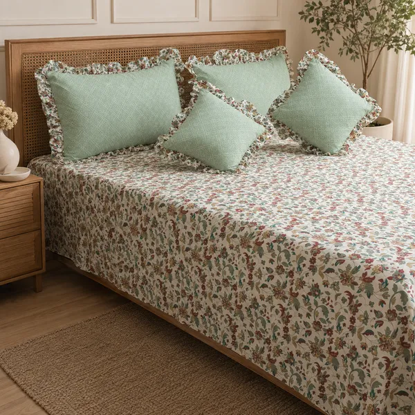 Multicolor_Cotton_5-Piece_Frill_Bedding_Set_For_Bedroom