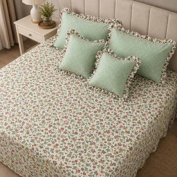 Multicolor_Cotton_5-Piece_Frill_Bedding_Set_For_Bedroom