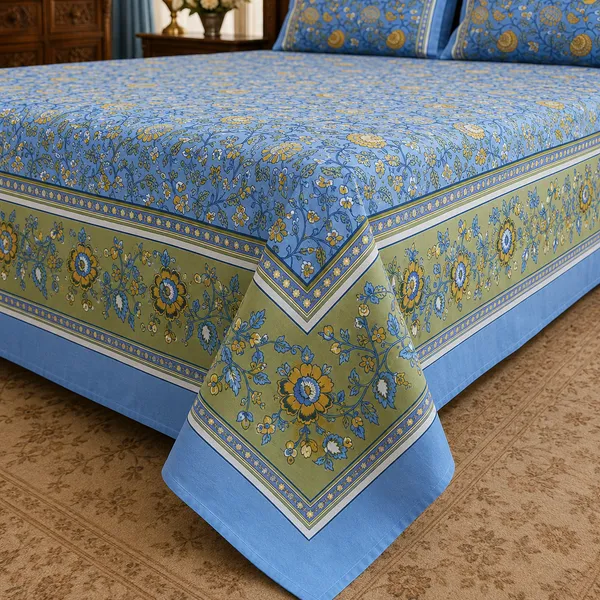 Mehfil_Blue_Cotton_Pure_King_Size_Bed_Sheet_Set_For_Bedroom