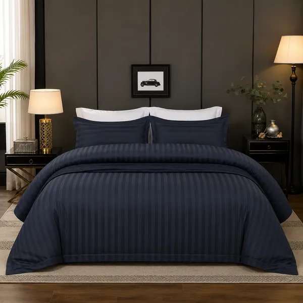 Midnight_Navy_Cotton_Bed_Sheet_Set_For_Bedroom