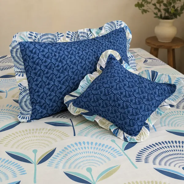 Navy_Cotton_5-Piece_Frill_Bedding_Set_For_Bedroom