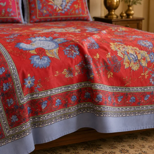 Rooh_Red_Cotton_Pure_King_Size_Bed_Sheet_Set_For_Bedroom