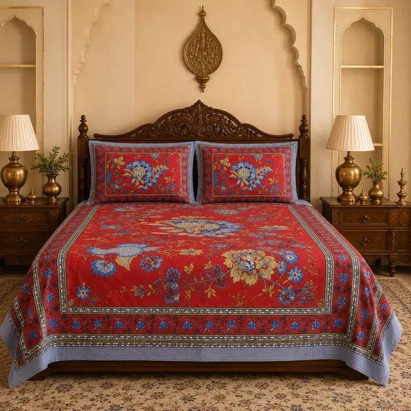 Rooh_Red_Cotton_Pure_King_Size_Bed_Sheet_Set_For_Bedroom
