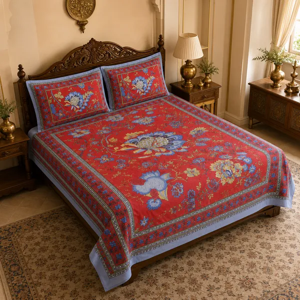 Rooh_Red_Cotton_Pure_King_Size_Bed_Sheet_Set_For_Bedroom