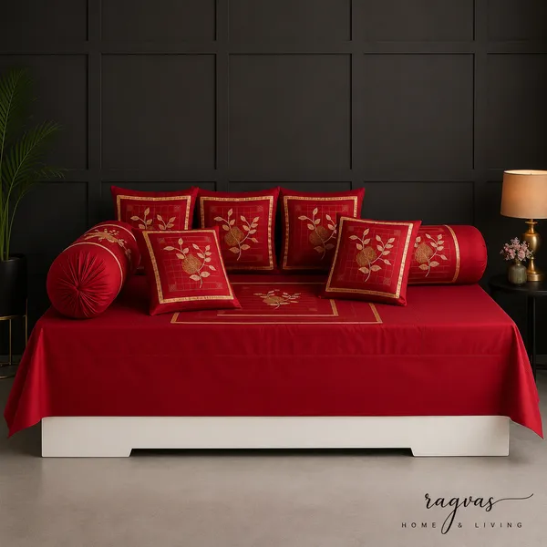 Royal_Crimson_Quilted_Cotton_Diwan_Set_–_8_Piece