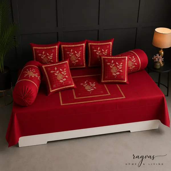 Royal_Crimson_Quilted_Cotton_Diwan_Set_–_8_Piece