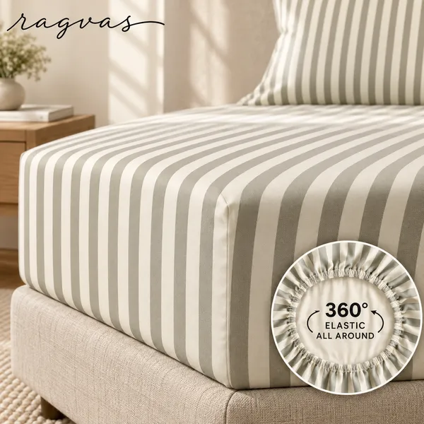 400-TC_Sage_Stripe_360°_Fitted_Bedsheet