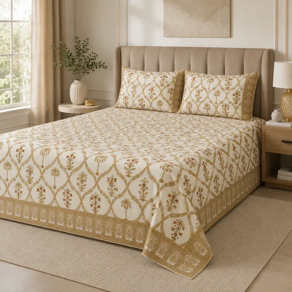 Zariya_Ivory_Hand-Block_Touch_Premium_King_Bedsheet_Set
