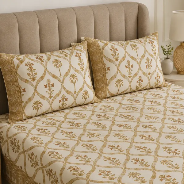 Zariya_Ivory_Hand-Block_Touch_Premium_King_Bedsheet_Set