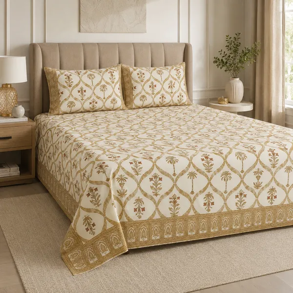 Zariya_Ivory_Hand-Block_Touch_Premium_King_Bedsheet_Set
