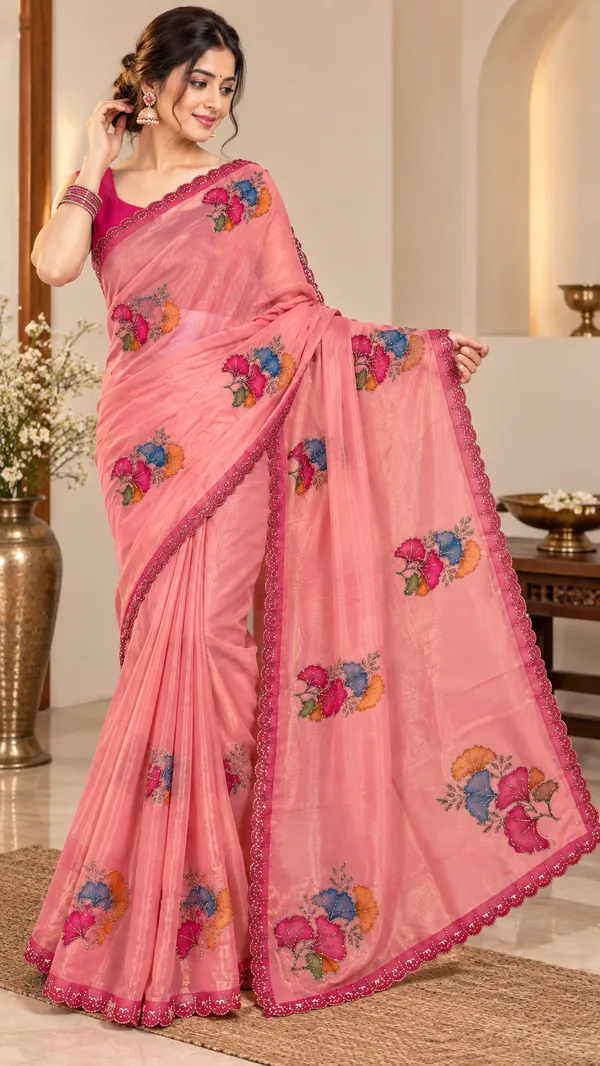 Pink_Floral_Embroidered_Saree_For_Women