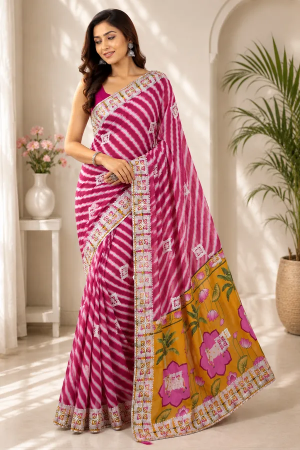 Pink_Chinon_Gota_Patti_Embroidered_Printed_Saree_For_Women