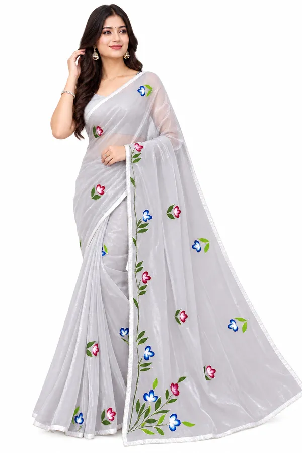 Grey_Sheer_Floral_Saree_For_Women