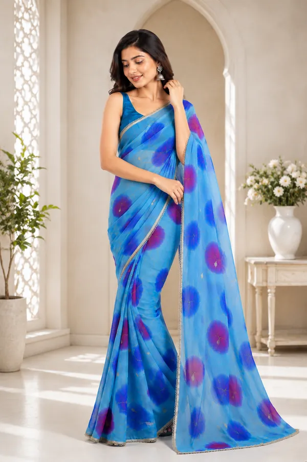 Blue_Floral_Print_Saree_For_Women