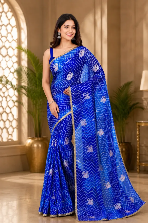 Blue_Printed_Saree_For_Women