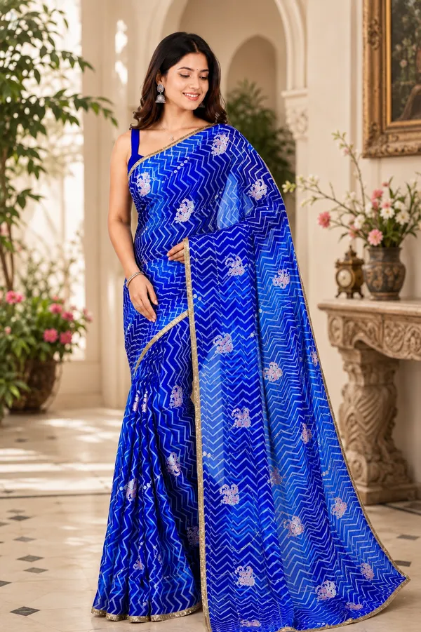 Blue_Printed_Saree_For_Women