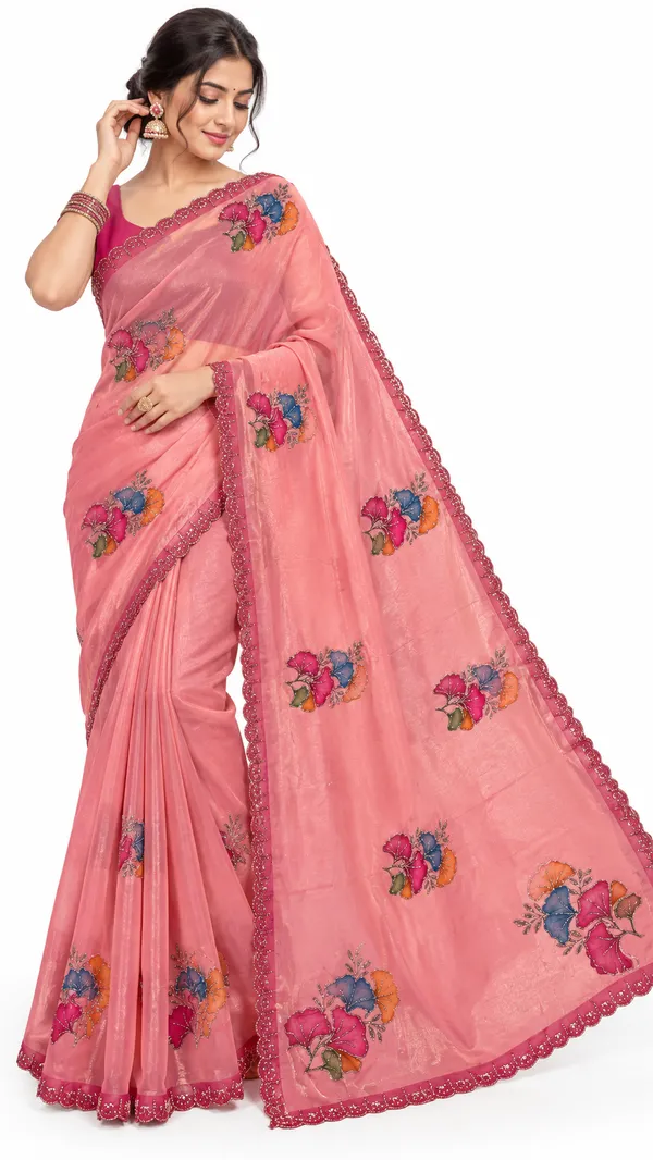 Pink_Floral_Embroidered_Saree_For_Women