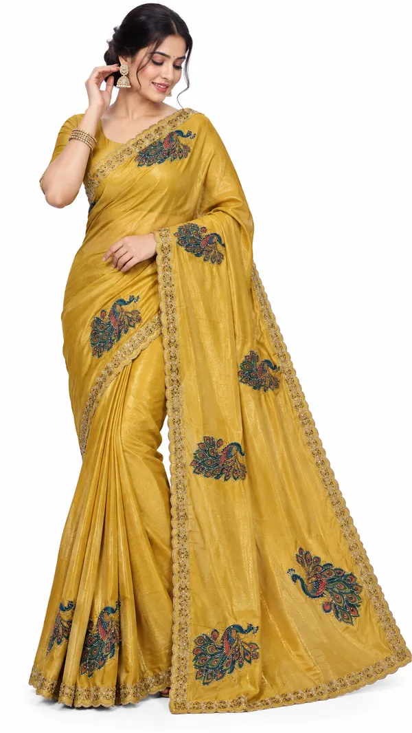 Yellow_Satin_Finish_Embroidered_Saree_For_Women