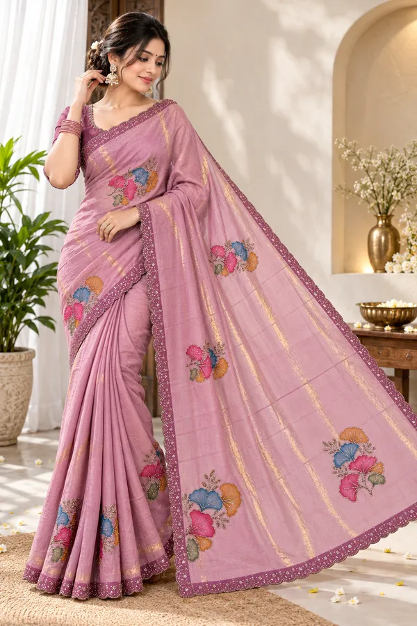 Pink_Floral_Print_Saree_For_Women