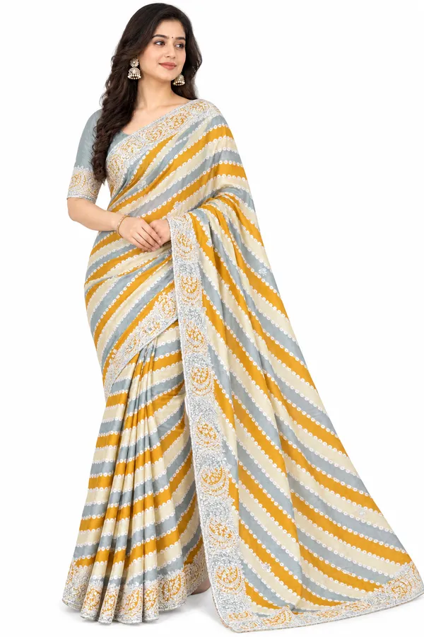 Grey_Mustard_Printed_Saree_For_Women