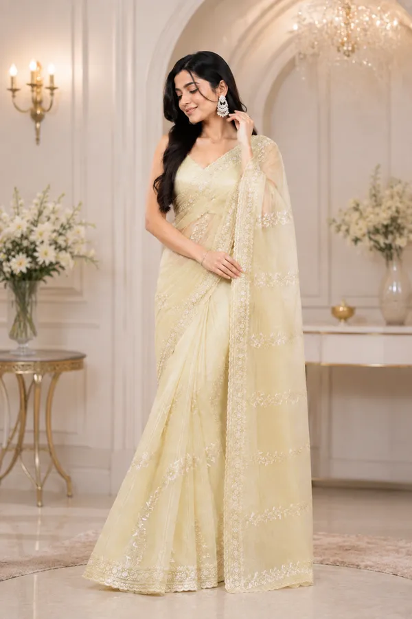 Cream_Organza_Embroidered_Saree_For_Women