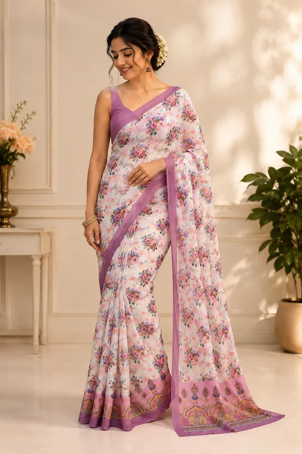 Pink_Georgette_Floral_Print_Saree_for_Women