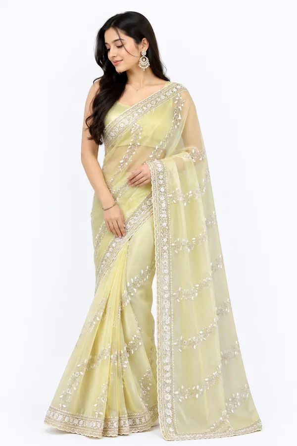 Cream_Organza_Embroidered_Saree_For_Women