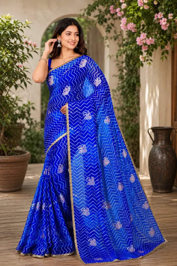 Blue_Printed_Saree_For_Women
