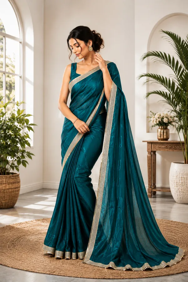 Teal_Traditional_Embellished_Saree_For_Women