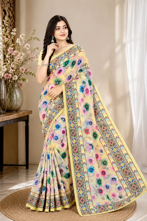 Yellow_Floral_Print_Saree_for_Women