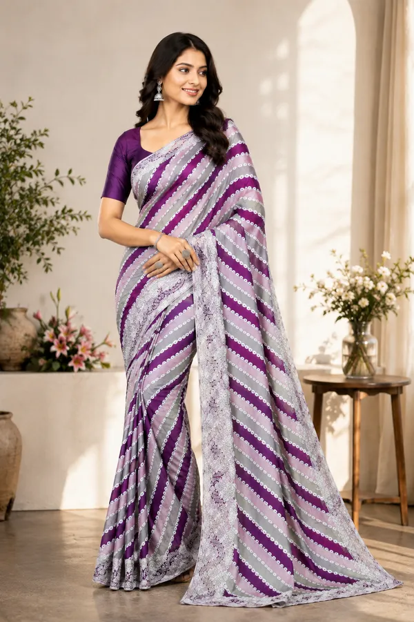 Purple_Chinon_Digital_Print_Striped_Embroidered_Saree_For_Women