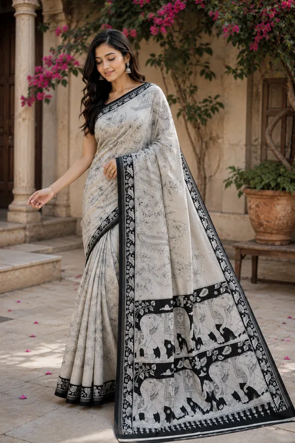 White_Printed_Traditional_Saree_for_Women