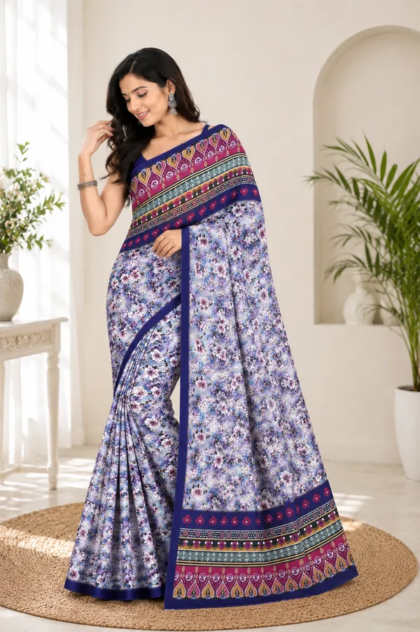 Blue_Floral_Print_Saree_for_Women