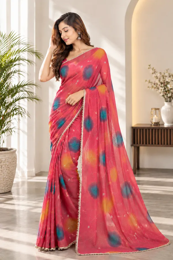 Pink_Abstract_Print_Saree_For_Women