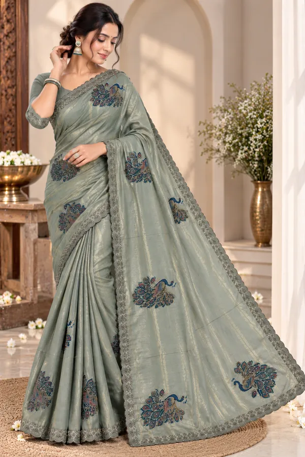 Sage_Grey_Printed_Saree_For_Women