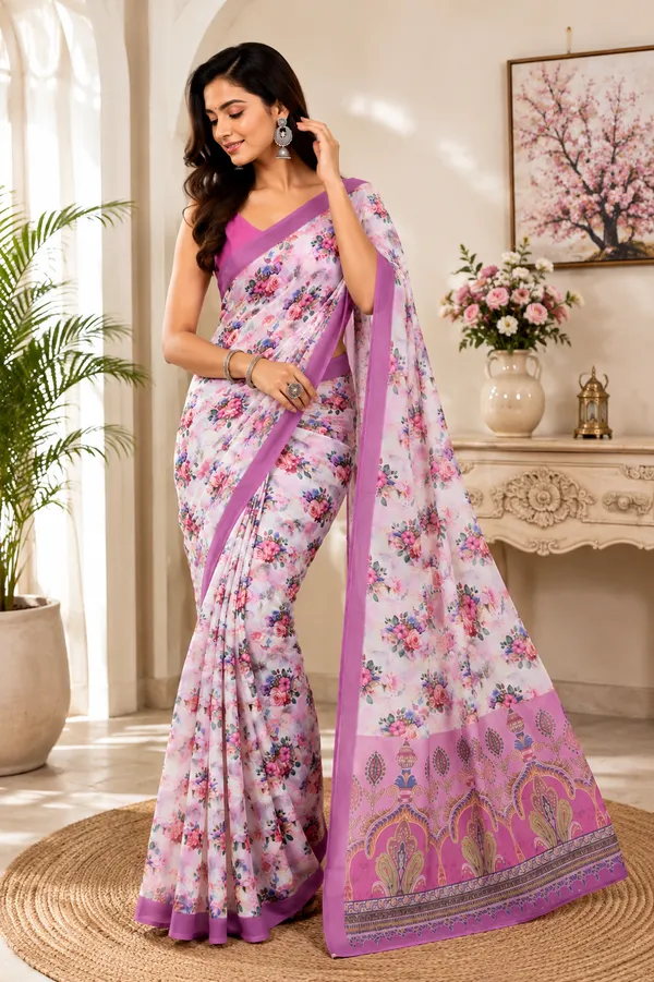 Pink_Georgette_Floral_Print_Saree_for_Women