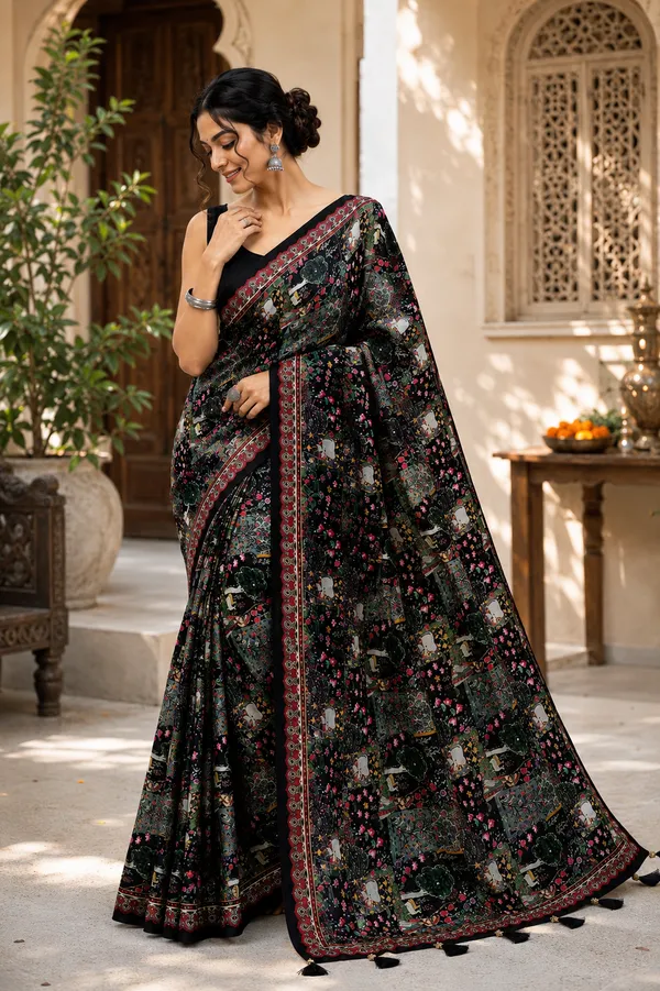 Black_Printed_Ethnic_Saree_For_Women